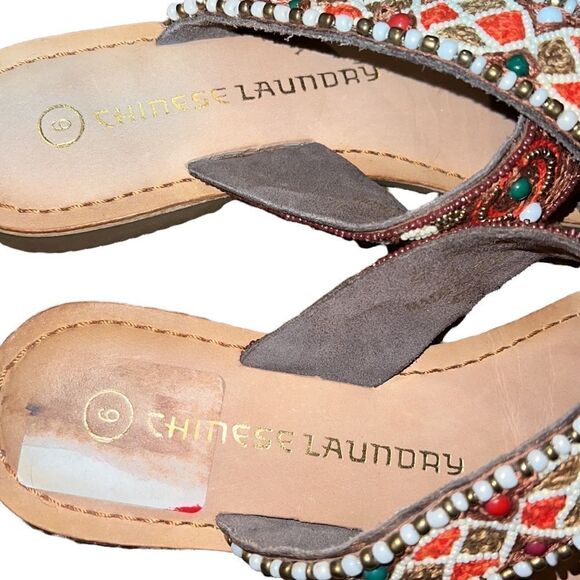 Chinese Laundry Brown Beaded Sandals Size 6 - Picture 6 of 6
